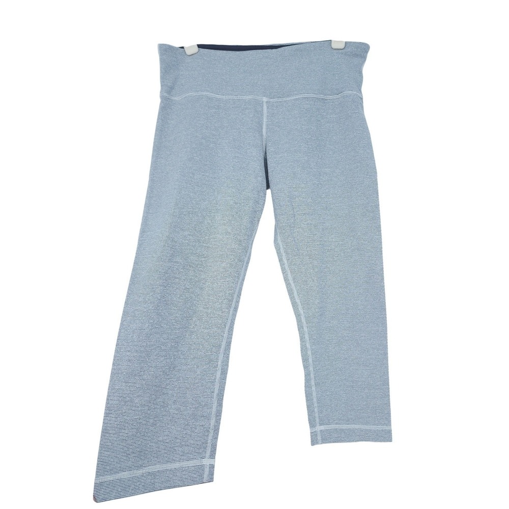 Lululemon Wunder Under Cropped Leggings Womens 8 Gray Striped Active Yoga